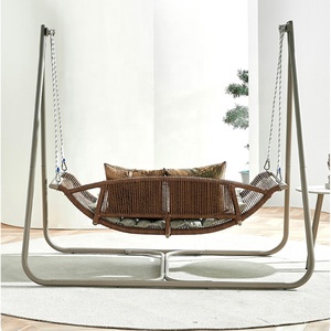 Long Ang Best-Selling Outdoor Aluminum <b>Frame</b> Furniture Courtyard Double Hanging Chair <b>Swing</b> Set With Cushion - Product Image 4