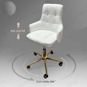 Velvet Gilded Base Technician Chair with Backrest Customizable Color Small <b>Stool</b> - Product Image 4
