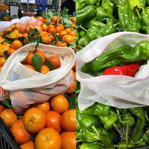 Bolsas de malla reutilizables, bolsas de algodón orgánico con cordón, bolsas de frutas y verduras lavables - Product Image 6