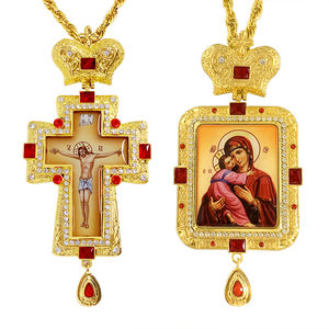 Collar de Cruz colgante de cuello cristiano católico, decoración de 120cm de largo, Metal chapada en religión tradicional, 120cm de largo - Product Image 1