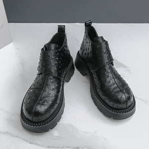 Botas de Cuero con Suela Gruesa Talla Grande 2026, Estilo Británico, Formales y Casuales, Botines de Caña Alta con Cierre de Velcro para Hombre - Product Image 2