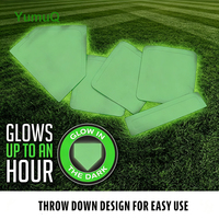 YumuQ Bases de baseball lumineuses à poser au sol + Plateau de base + Caoutchouc de lanceur - Ensemble de bases en caoutchouc pour jardin pour baseball et kickball