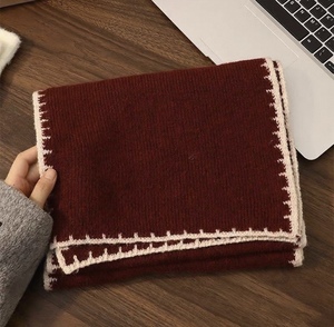 Women's Eco-Friendly Striped Soft High-End Lock-Edge <b>Knitted</b> Polyester/Cotton Winter Medium Length <b>Scarf</b> Versatile Warm - Product Image 3