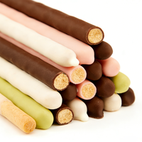 Bâtonnets de biscuits croustillants enrobés de chocolat au lait, vente en gros, marque privée, quatre saveurs