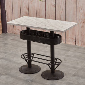 Base de Mesa de Bar de Metal Doble con Cesta de Almacenamiento, Pata de Mesa Ovalada de Acero Contemporánea para Exteriores, para Cafetería o Restaurante - Product Image 4