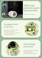 Adaptateur de prise d'ampoule LED RF intelligent E26/E27 Support de lampe Alexa Commande vocale Smart Life App Control Smart Home Commutateur IP66