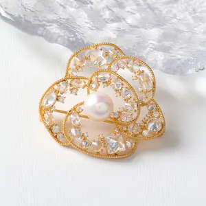 Custom real gold plated brooches korean crystal brooches cheap mix design crystal diamond brooches