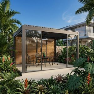 Pérgola Moderna de Aluminio con Motor y Persianas Ajustables, Protección UPF 50+ Contra Rayos UV, Impermeable, Cubierta para Patio Exterior, Gazebo para Jardín o Villa - Product Image 3