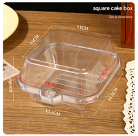 Boîte d'emballage alimentaire jetable en plastique PET transparente carrée pour tiramisu, gâteau à la mousse, beurre, gâteau de riz