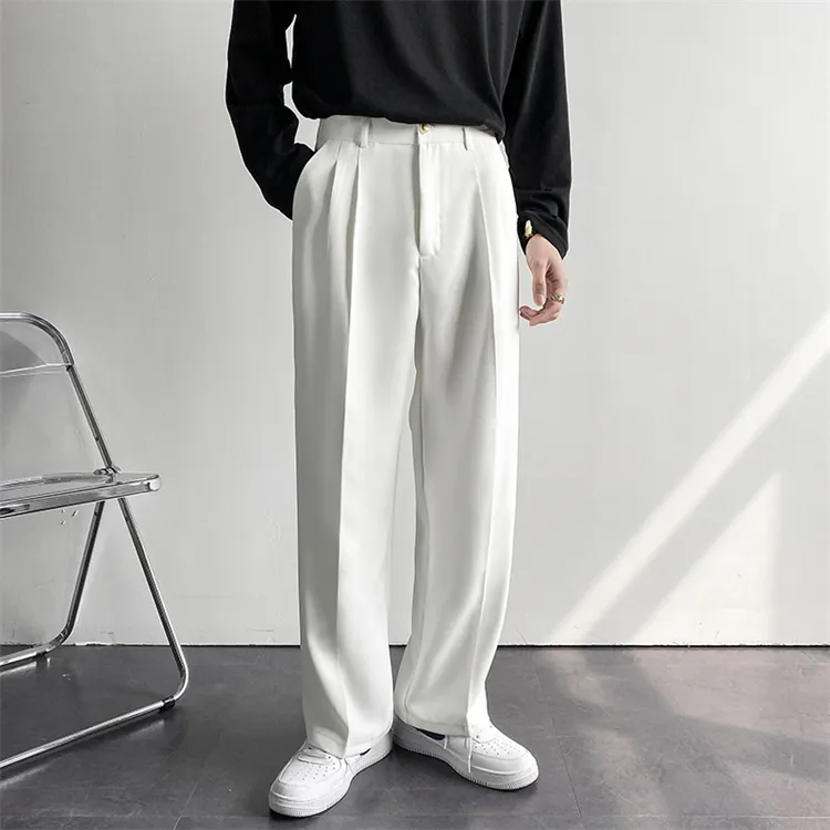 2024 primavera e autunno nuovi pantaloni da completo a gamba dritta da uomo larghi in versione coreana di pantaloni casual a gamba larga