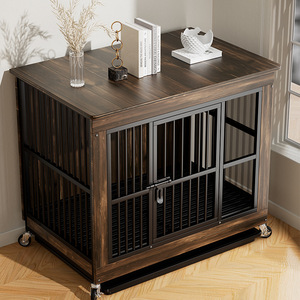 Jaula para perros de hierro resistente estilo muebles, perrera grande desmontable plegable con bandeja de plástico, uso en interiores y exteriores, suministro al por mayor - Product Image 1