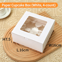 Boîte à gâteau rectangulaire en carton blanc avec fenêtre transparente, qualité alimentaire, personnalisable, pour cupcakes, tartes aux œufs, pâtisseries, emballage à emporter pour boulangerie