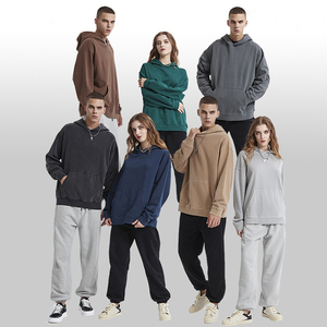 Logo imprimé hommes marque privée sweats à capuche personnalisés poids lourd 100% coton unisexe uni essentiel sweats à capuche surdimensionnés - Product Image 2