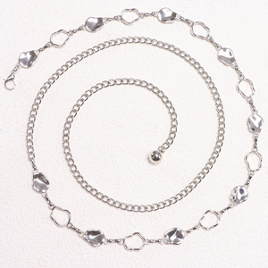 โซ่คาดเอวทรงเรขาคณิตสีเงินสำหรับผู้หญิง แฟชั่นสำหรับงานปาร์ตี้ โซ่ประดับร่างกาย โลหะผสมสังกะสี ดีไซน์แบบพันรอบเส้นเดียว - Product Image 3