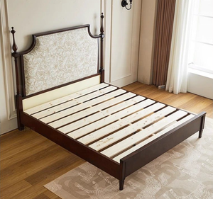 Lit en bois massif de style rétro américain, lit minimaliste de luxe léger à la française, adapté aux ensembles de meubles de chambre à coucher - Product Image 5