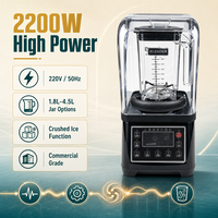 Mixeur Commercial Professionnel 2200W Numérique Insonorisé avec Pots de 1,8L à 4,5L pour Bars et Restaurants
