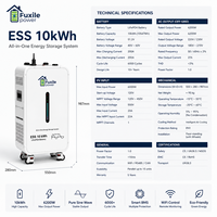 Système de stockage d'énergie solaire domestique hors réseau, système de secours d'urgence tout-en-un, 10 kWh, 6200 W, batterie LiFePO4, fonction parallèle évolutive