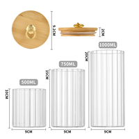 Qualité supérieure, contenants de stockage alimentaire en verre hermétique ronds de 500 ml, 750 ml, 1000 ml, bocaux de stockage pour la cuisine