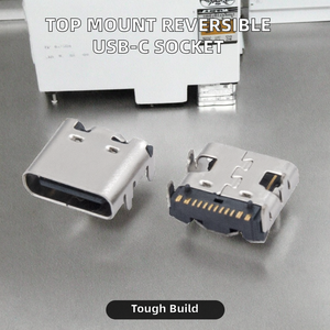 DSC-0150 ช่องเสียบ USB 3.1 ชนิด C แบบย้อนกลับได้ ตัวเมีย สำหรับติดตั้งบนแผงวงจรพิมพ์ รองรับกระแสไฟ 5A มาตรฐาน PA9T UL94V-0 - Product Image 2