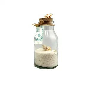 批发定制透明回收海砂壳豪华装饰消息玻璃瓶与软木