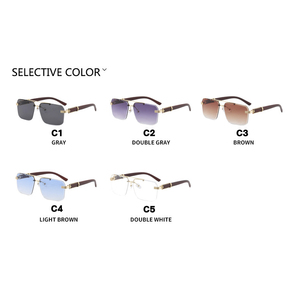 Square Double Beam Frameless Gold Metal <b>Sunglasses</b> 2025 New European and American Style Fashionable Driving <b>Sunglasses</b> - Product Image 4