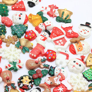 Résine Cabochon de noël 3D à dos plat, mélange de motifs aléatoires, ornements de cerf, fournitures artisanales, téléphone Shell Art - Product Image 4