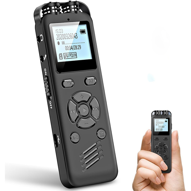Dual-core Stereo Noise Reduction 8GB Rechargeable Portable LCD Display Sound Audio Recorder