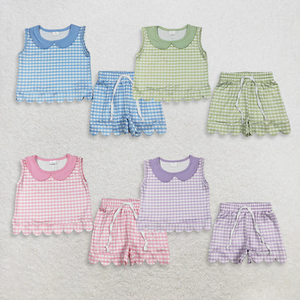 New Arrive Kids <b>Clothes</b> Outfits Baby Girls Kids Sleeveless Scallop Shorts Set Cotton Kids <b>Clothes</b> - Product Image 6