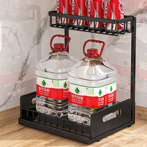 2 Tier kim loại dưới bồn rửa chén Tủ tổ chức kéo ra trượt ngăn kéo phòng tắm <span class=keywords><strong>L</strong></span> hình dạng kệ giá - Product Image 4