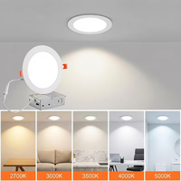 Plafonnier LED encastré ultra-plat rond de 4, 6 et 8 pouces homologué ETL avec boîte de jonction pour éclairage commercial intérieur