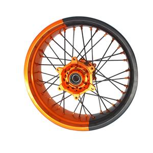 EXC SX <span class=keywords><strong>SXF</strong></span> 17 16 Inch <span class=keywords><strong>Supermoto</strong></span> Wheels Double Color Orange and Black Rim Orange Hub <span class=keywords><strong>Supermoto</strong></span> Wheels pour <span class=keywords><strong>KTM</strong></span> - Product Image 5
