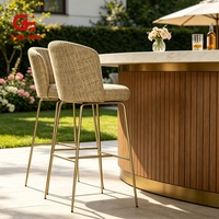 Tabourets de bar d'extérieur modernes en fer forgé et tissu, dossier haut, imperméables, écologiques, confortables, mobilier de comptoir extérieur