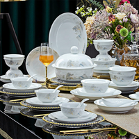 Service de vaisselle de luxe en porcelaine fine, assiettes, plats à dessert et bols à soupe en porcelaine blanche de haute qualité, 72 pièces, pour mariage ou cadeau de pendaison de crémaillère