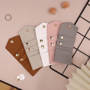 Premium PU Leather Eco-Friendly <b>Button</b> Closure Jewelry Pouch Portable Fold Ring Organizer Jewelry Storage Bag Jewelry - Product Image 1