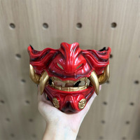 Masque Prajna en résine à faire soi-même, demi-visage, style japonais, masque Oni, costume d'Halloween, masque de cosplay samouraï, accessoire pour diffusion en direct et photo