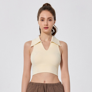 Aoyema Top <span class=keywords><strong>de</strong></span> Yoga sin costuras para <span class=keywords><strong>mujer</strong></span>, chaleco sin mangas con cuello en V, cárdigan, <span class=keywords><strong>blusa</strong></span>, Polo liso, camiseta sin mangas, traje <span class=keywords><strong>de</strong></span> LICRA sostenible para adultos - Product Image 6