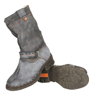 SHOELANDER-Plantilla de masaje negra para mujer, botas Retro de cuero largas con tacón, a la moda - Product Image 4
