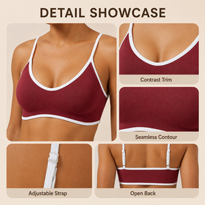 Sujetador Deportivo para Mujer, Alta Elasticidad, Sin Costuras, Efecto Push-Up, con Ribete en Contraste, para Yoga, Pilates y Entrenamiento en Gimnasio - Product Image 4