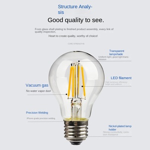 <span class=keywords><strong>A60</strong></span> Trong Suốt <span class=keywords><strong>LED</strong></span> bóng đèn 2W-8W Retro Edison đèn dây tóc <span class=keywords><strong>110V</strong></span>/220V flicker-miễn phí tùy biến E27/B22 Glass dân cư sử dụng - Product Image 4