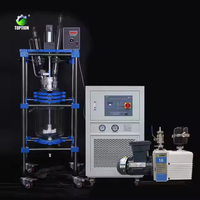 Réacteur en verre à double paroi personnalisé avec châssis en acier inoxydable, capacité 10L-100L, pompe à pression motorisée, ISO CE ATEX