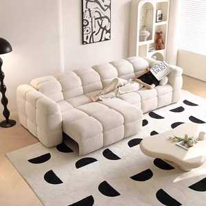 Luxuriöses Creme-Stil Sofa Cloud Marshmallow mit Verstellbarer Kopfstütze, Ausziehbares Schlafsofa für Wohnzimmer - Product Image 1