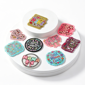 Colorful Acrylic flatback Mother's Day Badge <b>Holders</b> With Floral And Text Designs For DIY Decorations - Product Image 2