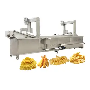 Transportadora Automática Fritadeira Gás Plantain Chip Mandioca Gari Batata Frango Peixe Snack Fritura Máquina