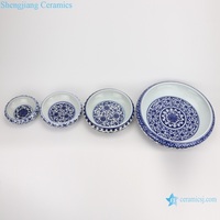 RZNV22-A/B/C/D Pot Bunga Porselen Murah Motif Bunga Biru Putih Tradisional Cina