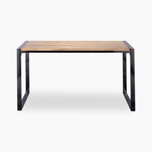 Tavolo da Pranzo Industriale Gastro per 4 Persone, in Legno di <span class=keywords><strong>Olmo</strong></span> e Nero, Arredamento Sala da Pranzo, Tavolino da Caffè Moderno con Base in Acciaio - Product Image 2