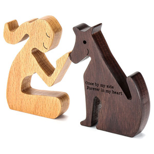 Wooden Carved <b>Dog</b> <b>Ornament</b> Engraved Pet Souvenir Gift Modern Nordic Decoration Eco Friendly Animal Figurine - Product Image 3