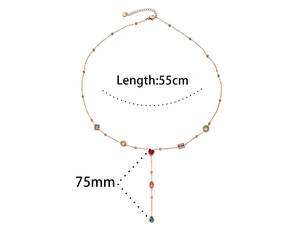 Ожерелье из нержавеющей стали с разноцветными цирконами и кисточками, легкое и роскошное, с длинной подвеской и бамбуковой цепочкой - Product Image 6