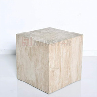 Table en travertin de plinthe de taille personnalisée au design moderne et simple pour la console de la maison Table basse en marbre Table d'appoint en marbre
