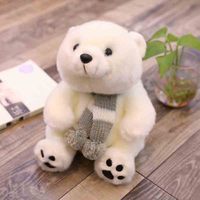Ours polaire en peluche blanc mignon de 15 cm et 26 cm avec écharpe pour enfants