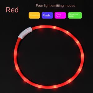 USB قابلة لإعادة الشحن سيليكون LED Pet طوق متوهج 4 وضع الإضاءة Cuttable 6-8h بطارية متعددة الألوان عاكس للماء الكلب الحيوان - Product Image 6
